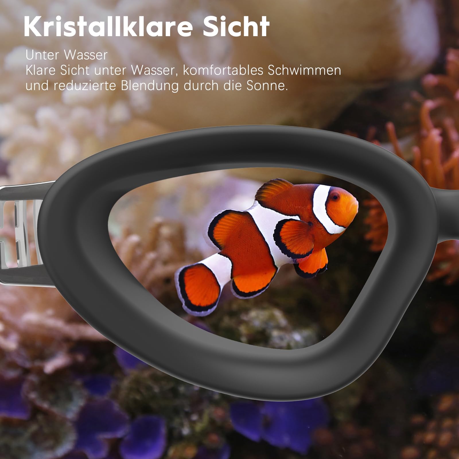 Polarisiert Schwimmbrille Herren Damen, UV-Schutz, Anti-Nebel, Verstellbarer Gurt, Komfortable Passform, Profi Schwimmbrille für Erwachsene und Jugendliche Mit Nasenklammer und Ohrstöpseln