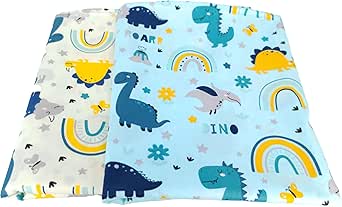 Fuya, Lot De 2 Tissus En Coton Avec Motif Dinosaures Et Feuilles