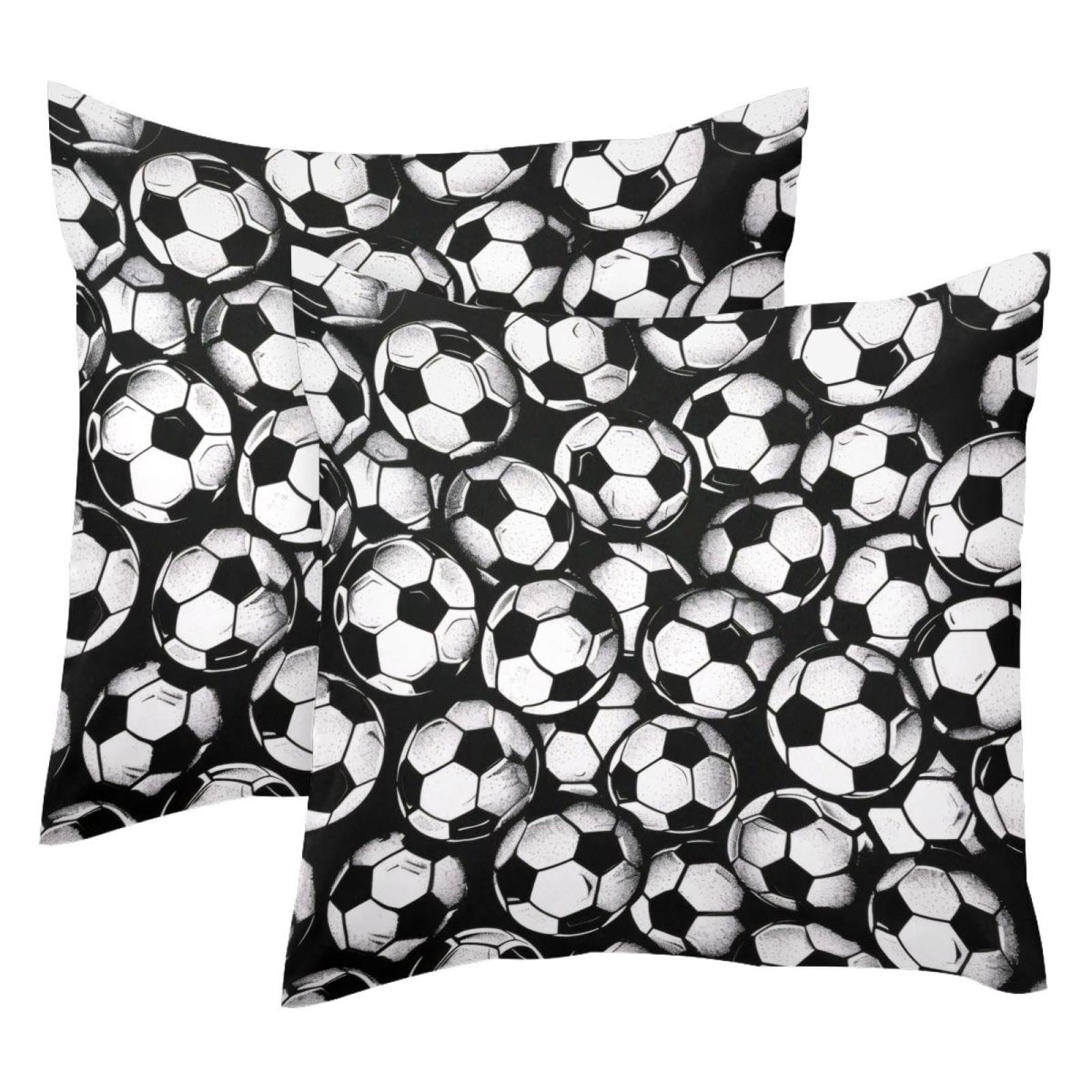 Housse coussin velours football de qualité supérieure 50x50cm double face décoration canapé