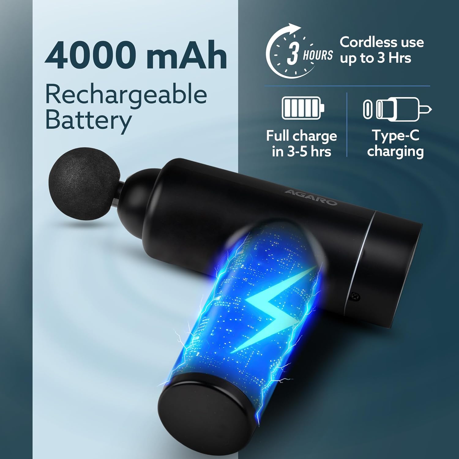 Agro Regal Gun Massage, 4 heads, 6 speeds, rechargeable, handheld, collision for relief from full body pain, muscle mass, neck, shoulder muscle discounts, shoulders, back, legs for men and women, black. Agro Regal Gun Massage, 4 heads, 6 speeds, rechargeable, handheld, collision for relief from full body pain, muscle mass, neck, shoulder muscle discounts, shoulders, back, legs for men and women, black.