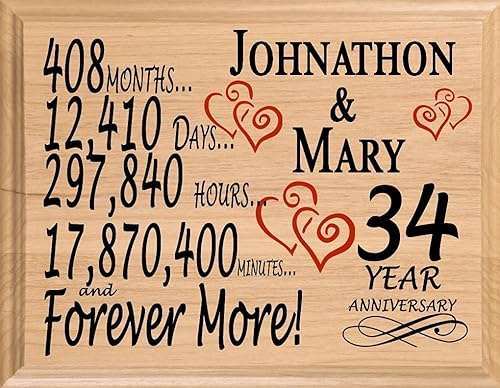 Miniatura 11 de Placa de regalo personalizada para el primer aniversario, regalo de boda para esposa, marido, pareja, él, ella, madera maciza, fabricado en los