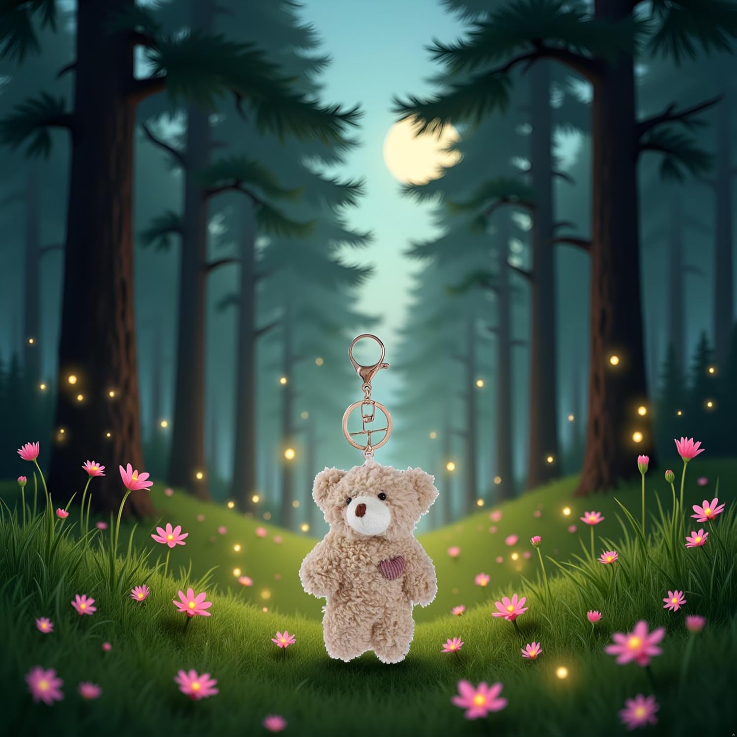 1Pc Brown Bear Pink Heart Keychain,Keychain Soft Cotton Key Chain DIY Keychains,Crafts Stuffed Animals,Bears, Cars Accessories,Stuffed Animals and Teddy Bears,Plush Decor - Image 4