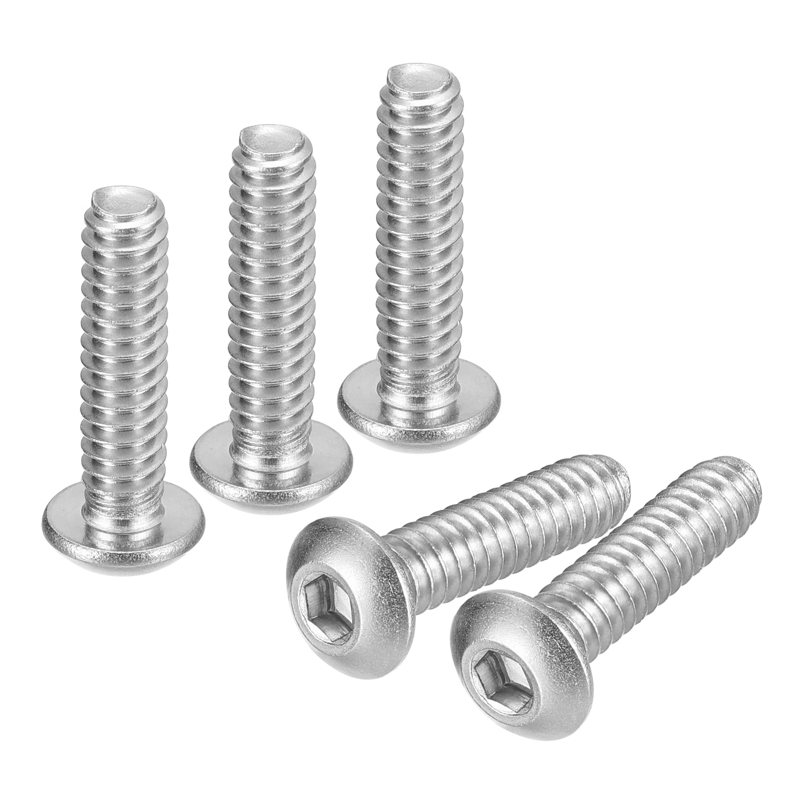 uxcell #10-24x3/4 Button Head Socket Cap Screws, 50pcs 304 Stainless Steel Fasteners Hex Bolts Screws, Full Thread Hex Drive Screws