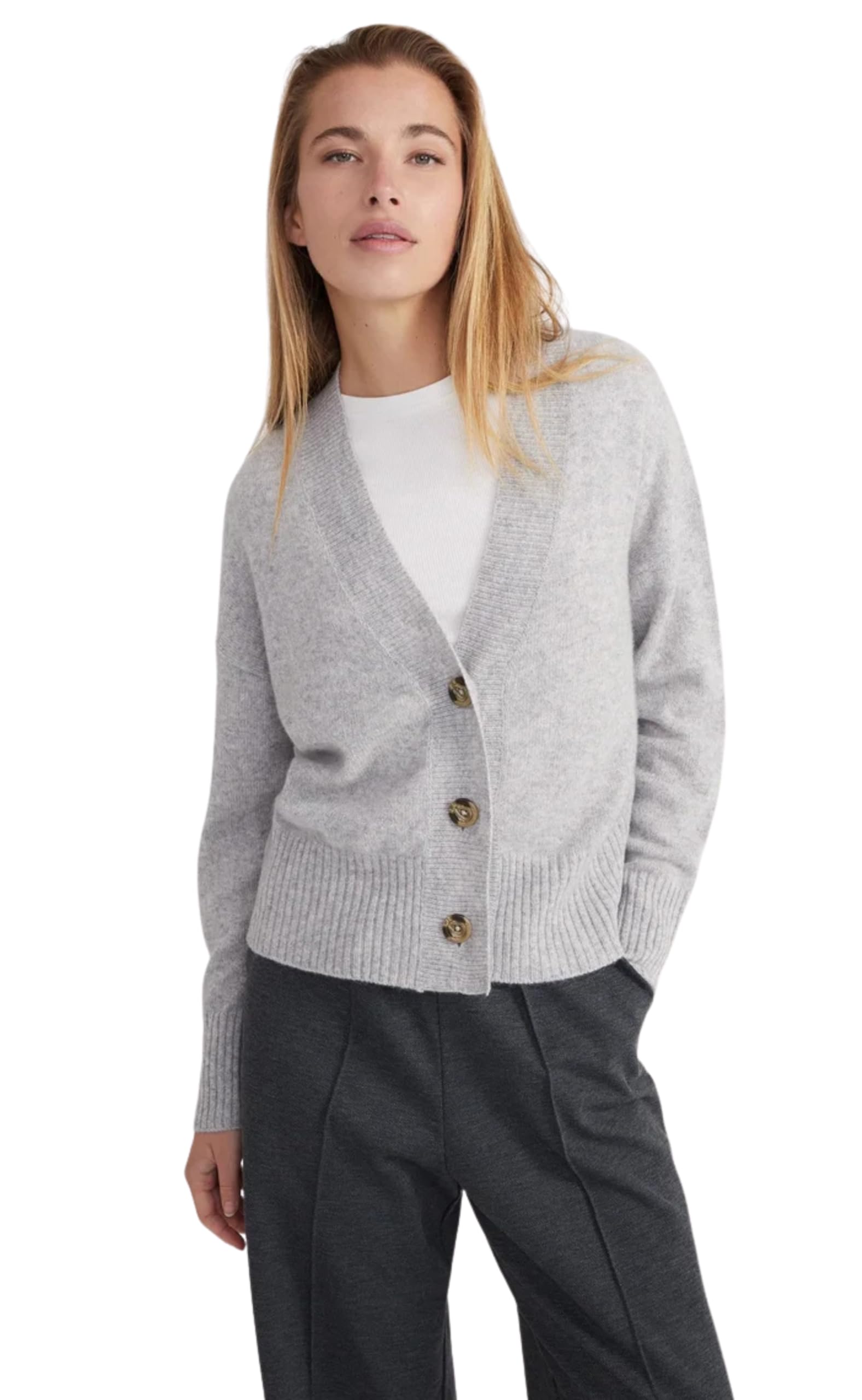 Style & Republic Damski kardigan kaszmirowy z dekoltem w serek, w 100% z kaszmiru – Twój przytulny kardigan premium z długim rękawem na stylowe chwile jesienne i zimowe