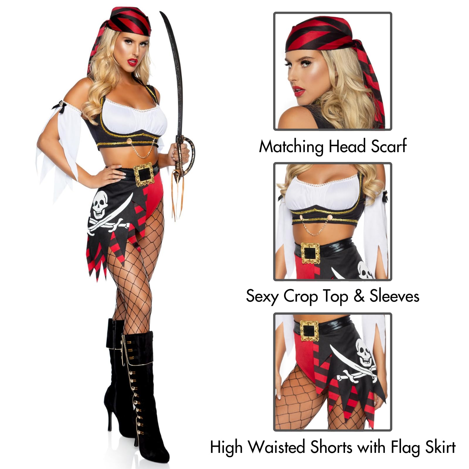Leg Avenue Costume da pirata da ragazza malvagia