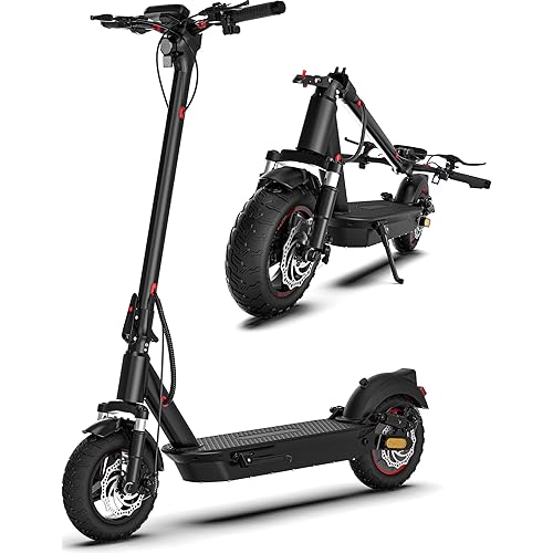 Off Road Electric Scooter for Adult, 48V 13AH Folding E-Scooters, 800W Motor up to 25Mph & 28Miles Range,10" All Terrain Tire Scooter with Dual Suspension & Turn Signal Light