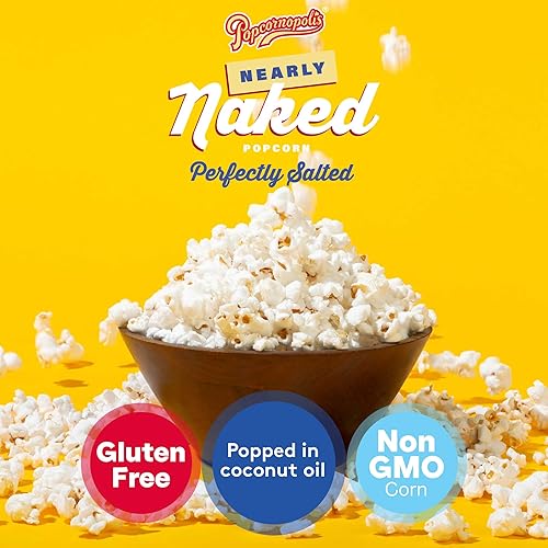 Miniatura 2 de Popcornopolis Palomitas de maíz Nearly Naked perfectamente saladas, palomitas de maíz saladas, paquete múltiple, 24 bolsas individuales, 0.55 onzas