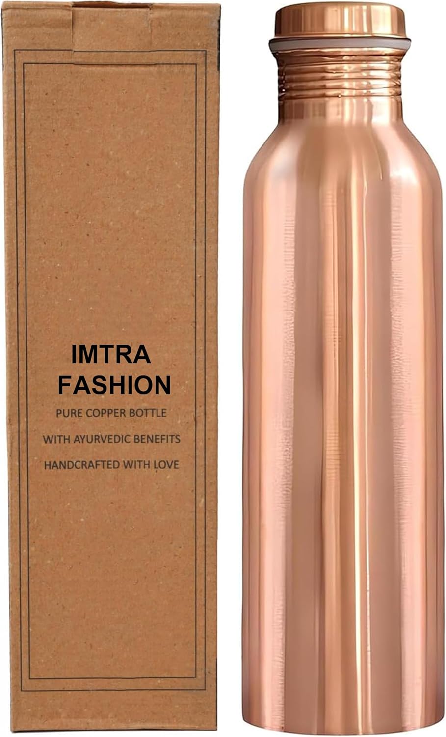 Pack of 2 Ayurvedic Pure Copper Drinking Water Bottle Leak Proof 32 OZ/950 M Boosts Immunity for Sports, Yoga, Travel & Daily Use