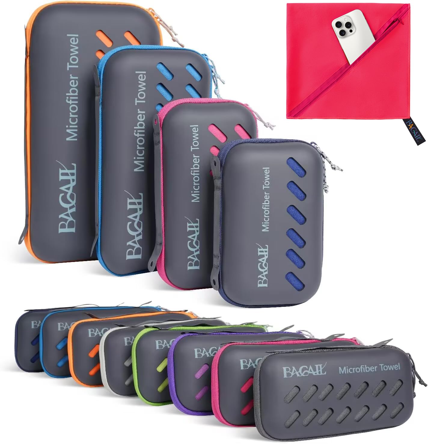 BAGAIL Toallas de Viaje de Microfibra, Toallas de Campamento, Toallas de baño y Toallas de Playa, Secado rápido - Súper absorción de Agua - Súper Compacto, Muy Adecuado para el Deporte y el Fitness — view 28