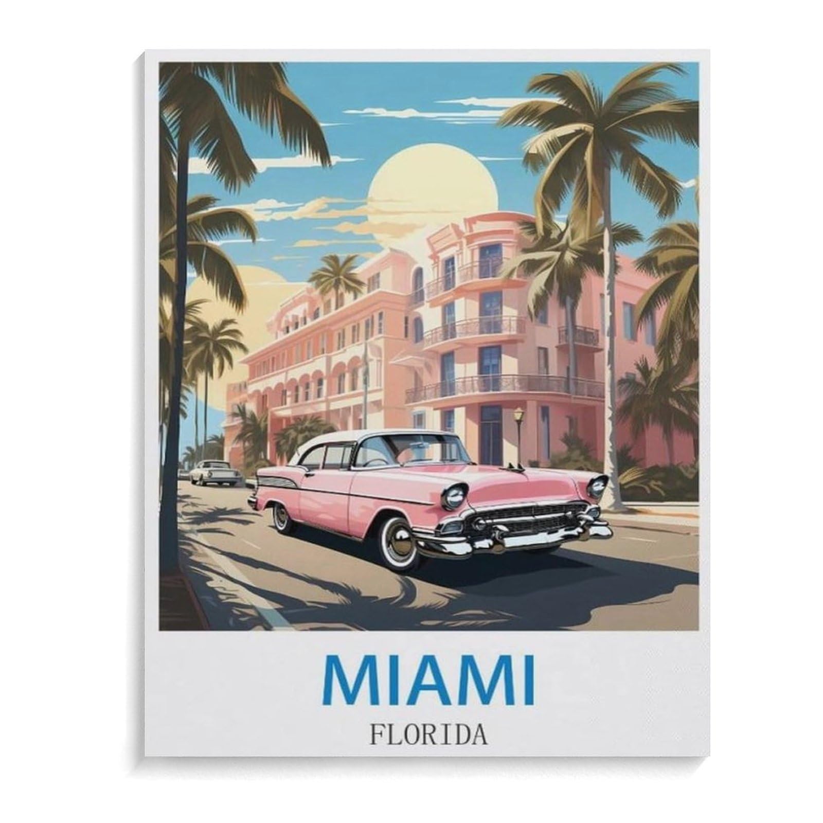 Miami Florida Vintage Travel Poster,Jigsaw Puzzles for Adults 1000 Piece, Classic Puzzle Teens Boys Girls Puzzles Sturdy Tight Fitting Pieces,Letters On Back for Ideal Challenging And Gift-D55 — image 1