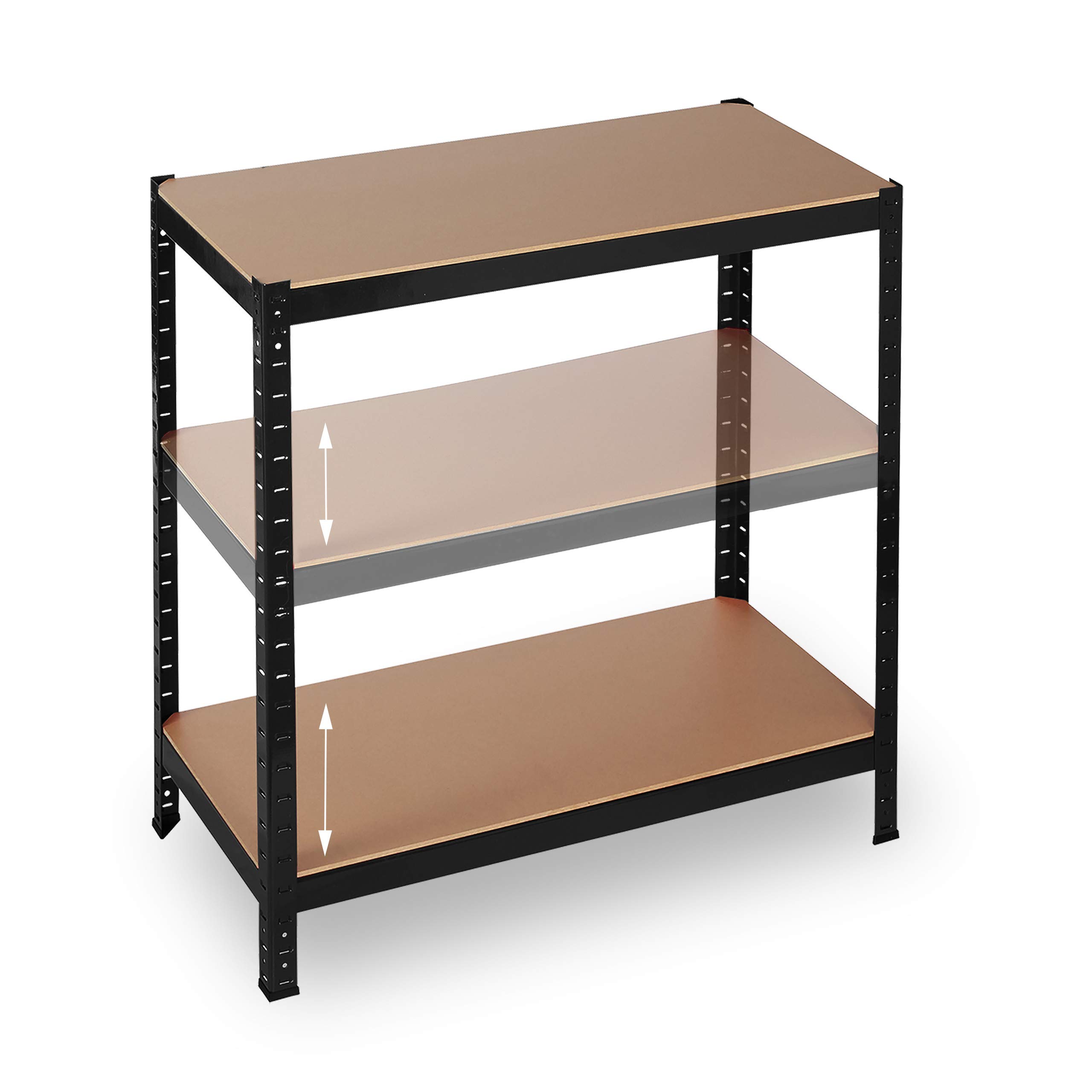 Relaxdays Estantería organizadora para Cargas Pesadas, 1325 kg, Garaje & Taller, 180x90x60 cm, Metal/MDF, Negro
