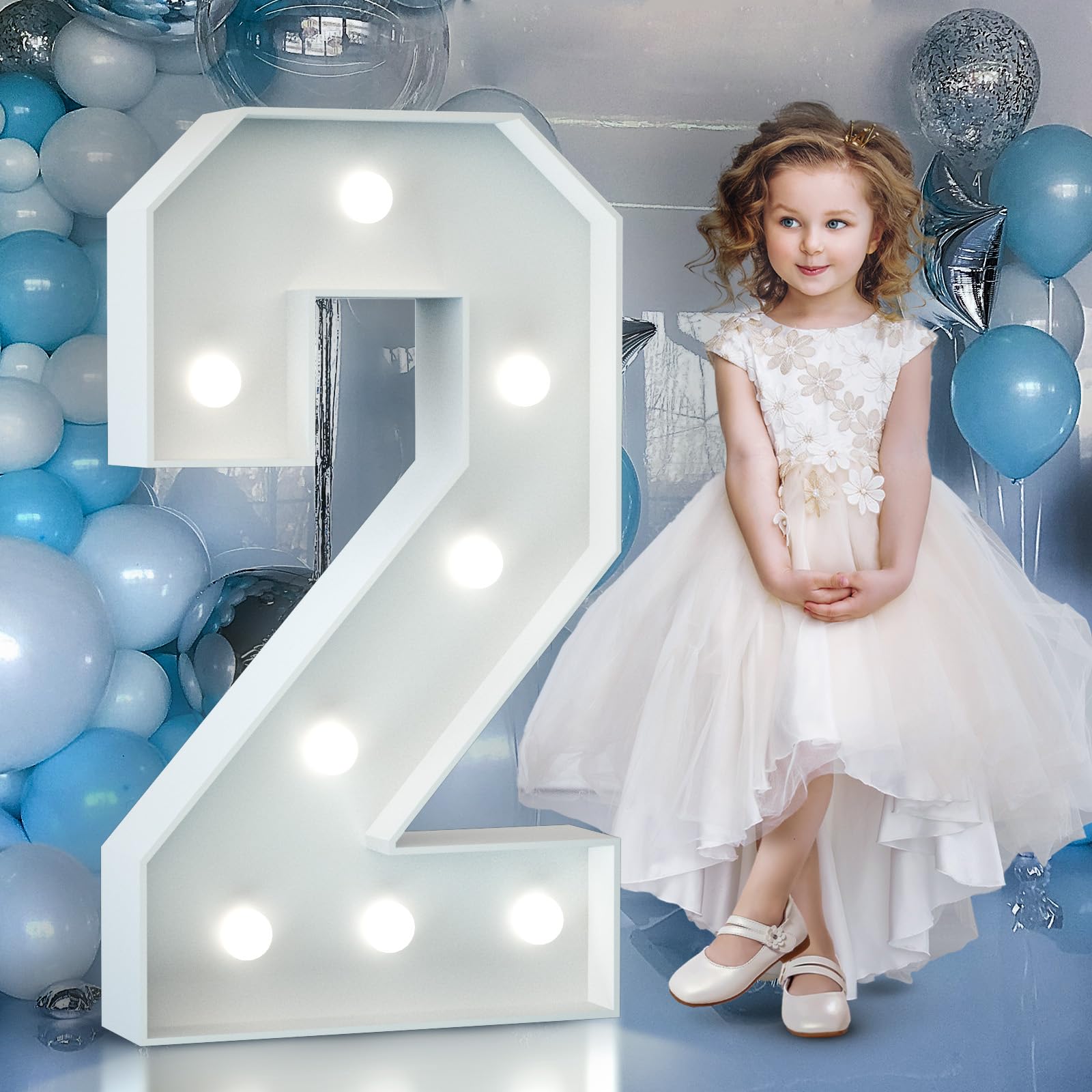4FT Light Up Numbers Birthday Decoration Large Marquee Numbers 1 for 1st 18th 21st Birthday Party Decor Wedding, Big Number Frame Foam Cardboard Mosaic Arch Stand Pre-Cut Numbers — view 38