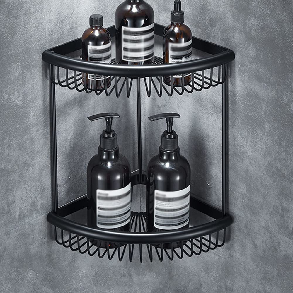 GTFDXJ Corner Shower Caddy Solid Brass Bathroom Shelf Shower Room Organizer Rack Corner Shelf Wall Mounted Storage Bathroom