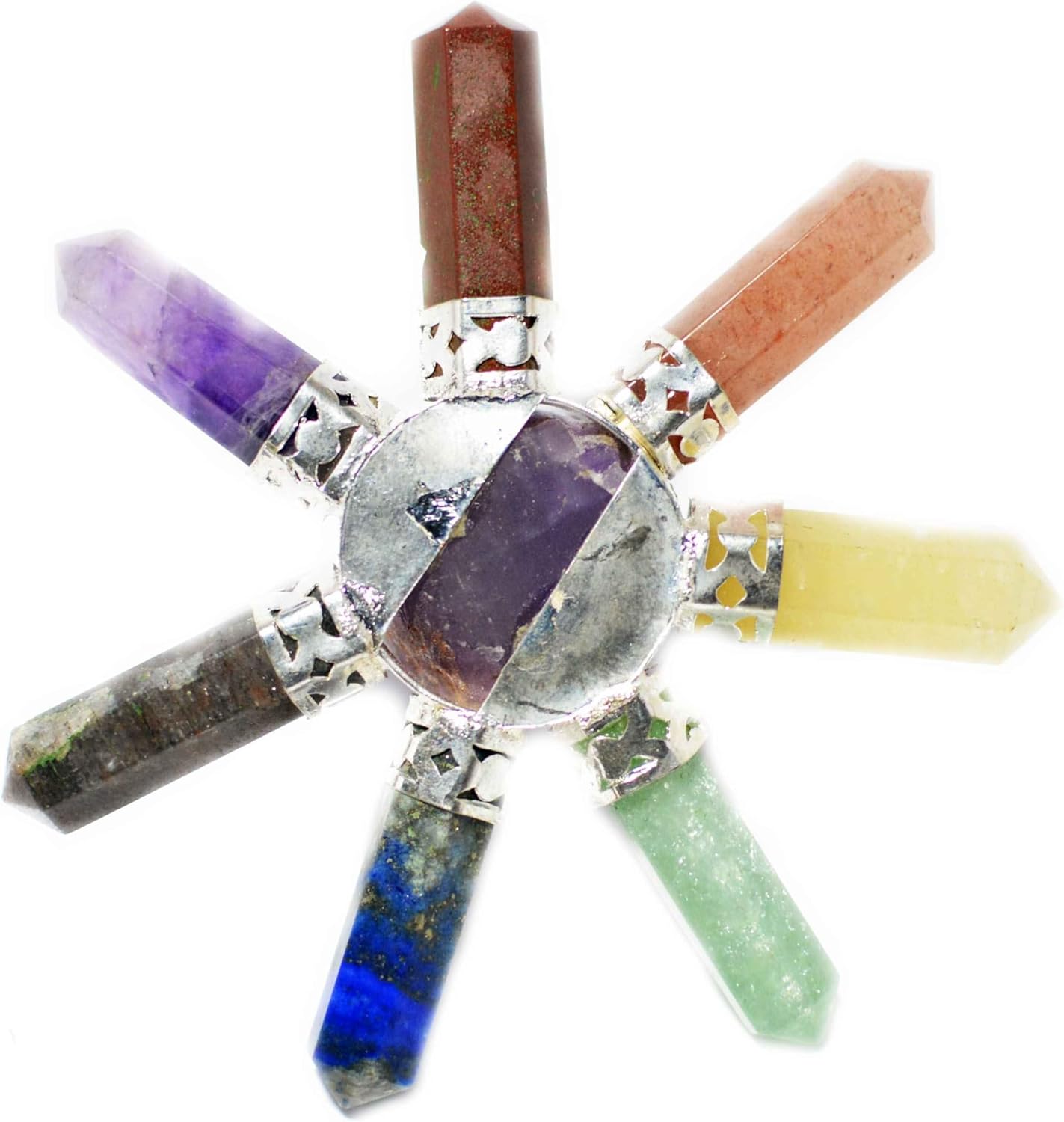 7 Chakra Amethyst Rough Generator Reiki Pyramid Stone Spiritual Gift