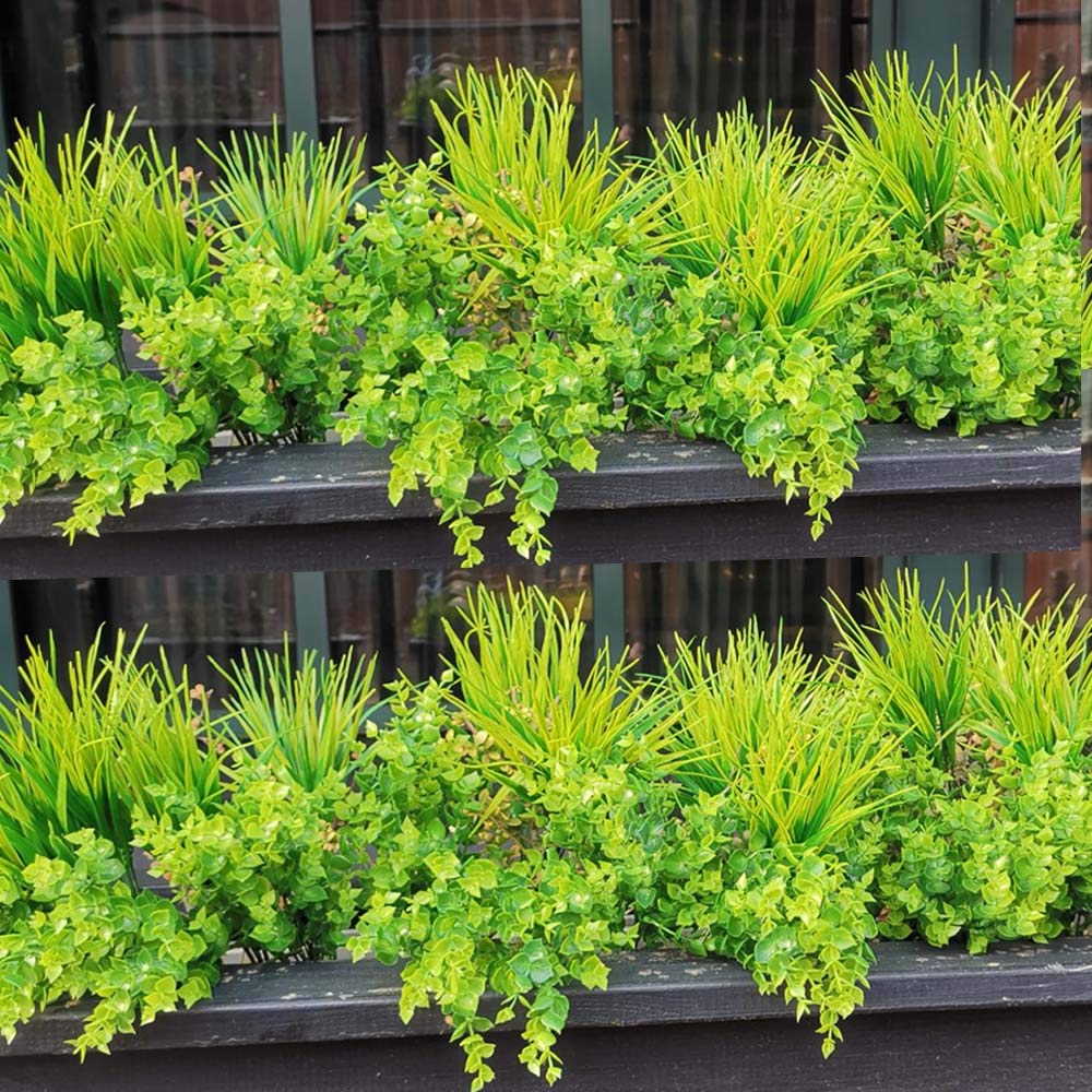12 Fiori Artificiali Autunnali Per Esterni – Margherite Con Foglie Di Eucalipto, Resistenti Ai Raggi UV, Piante Finte Per Giardino E Terrazzo