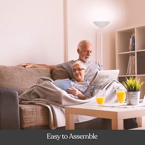 Miniatura 7 de Brightech SkyLite - Lámpara de pie LED, lámpara de pie súper brillante para salas de estar y oficinas, lámpara alta regulable de 3 vías, lámpara de