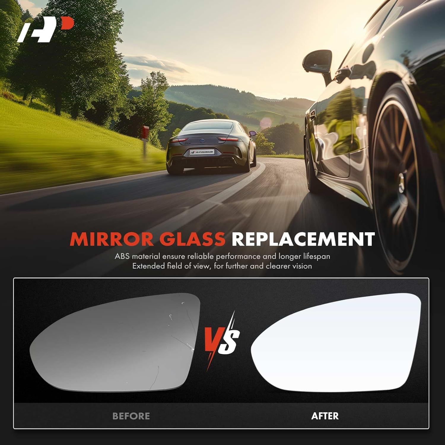 A-Premium Left Driver Side Non-Heated Mirror Glass with Backing Plate - Compatible with Chevrolet Cruze 2016 2017 2018 2019, Exterior Side View Flat Mirror