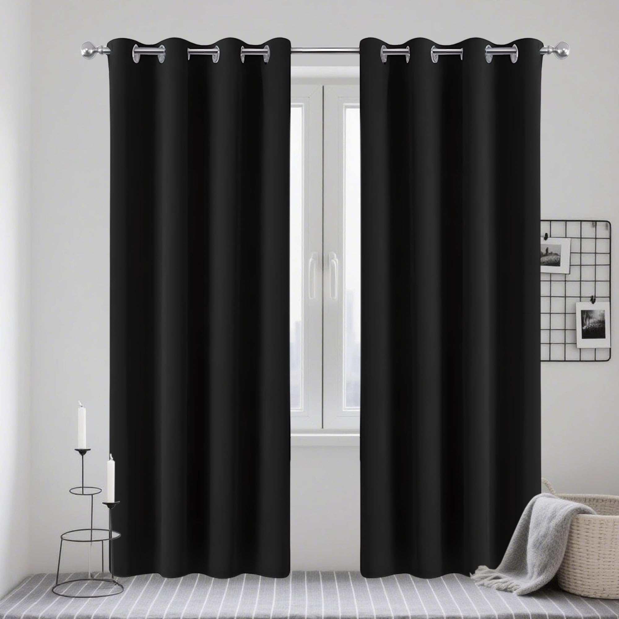 Rideau occultant contre lumière du jour panneau noir 150x235 cm oeillets
