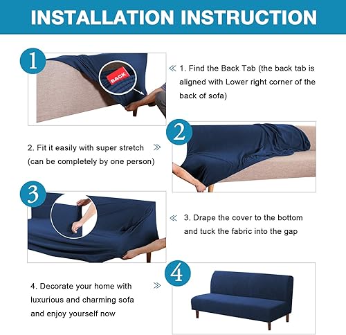 Miniatura 6 de Flamingo P Fundas elásticas para futón sin brazos, funda para sofá de futón tamaño matrimonial, funda de sofá para futón tamaño matrimonial, tela