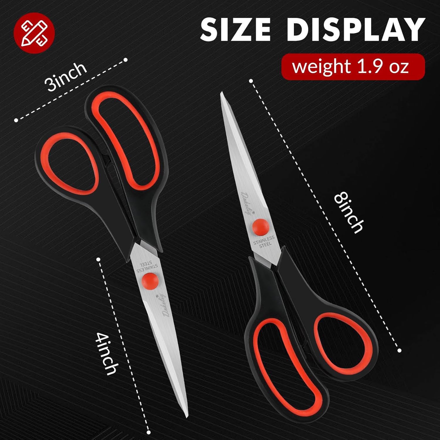 12-Pack 8 Inch Scissors Bulk,Sharp Stainless Steel Scissors with Comfort Grip Handle,Multipurpose Craft Sewing Fabric Scissors for Office Home School Supplies,Right/Left Hand Use