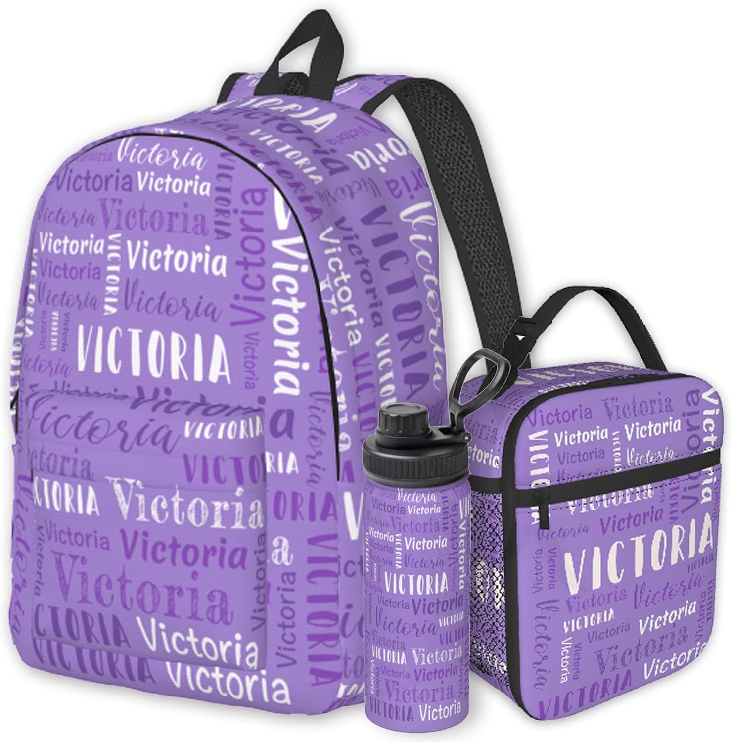 Custom Backpack with Name Personalized Backpack with lunch box and Water Bottle Set Customized Gift for Women Men