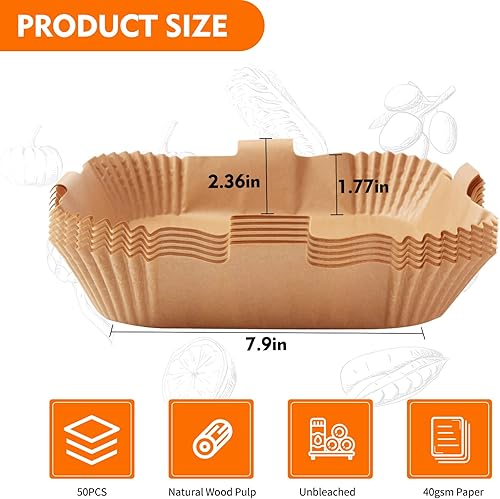 Miniatura 2 de Papel desechable cuadrado para freidora de aire forros de papel pergamino para freidora de aire cesta de cocción de 79 pulgadas papel de filtro de