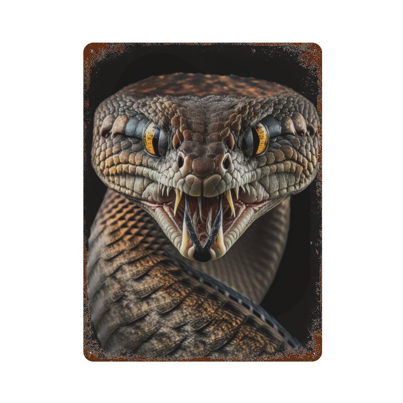 Angry Snake Retro Metal Sign 15.7"x11.8", Classic Wall Plaque for Garage, Pub Or Kitchen