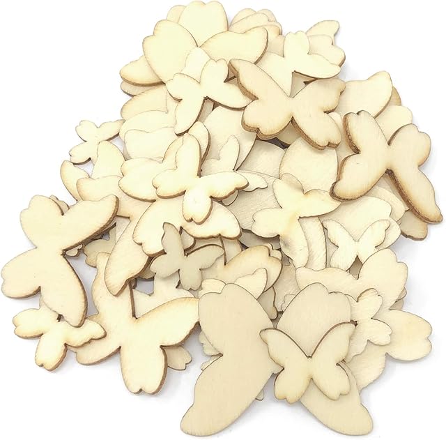 Mixed Size Natural Wood Butterflies Plain Wooden Shabby Chic Craft Scrapbook Vintage Confetti Butterfly (50)