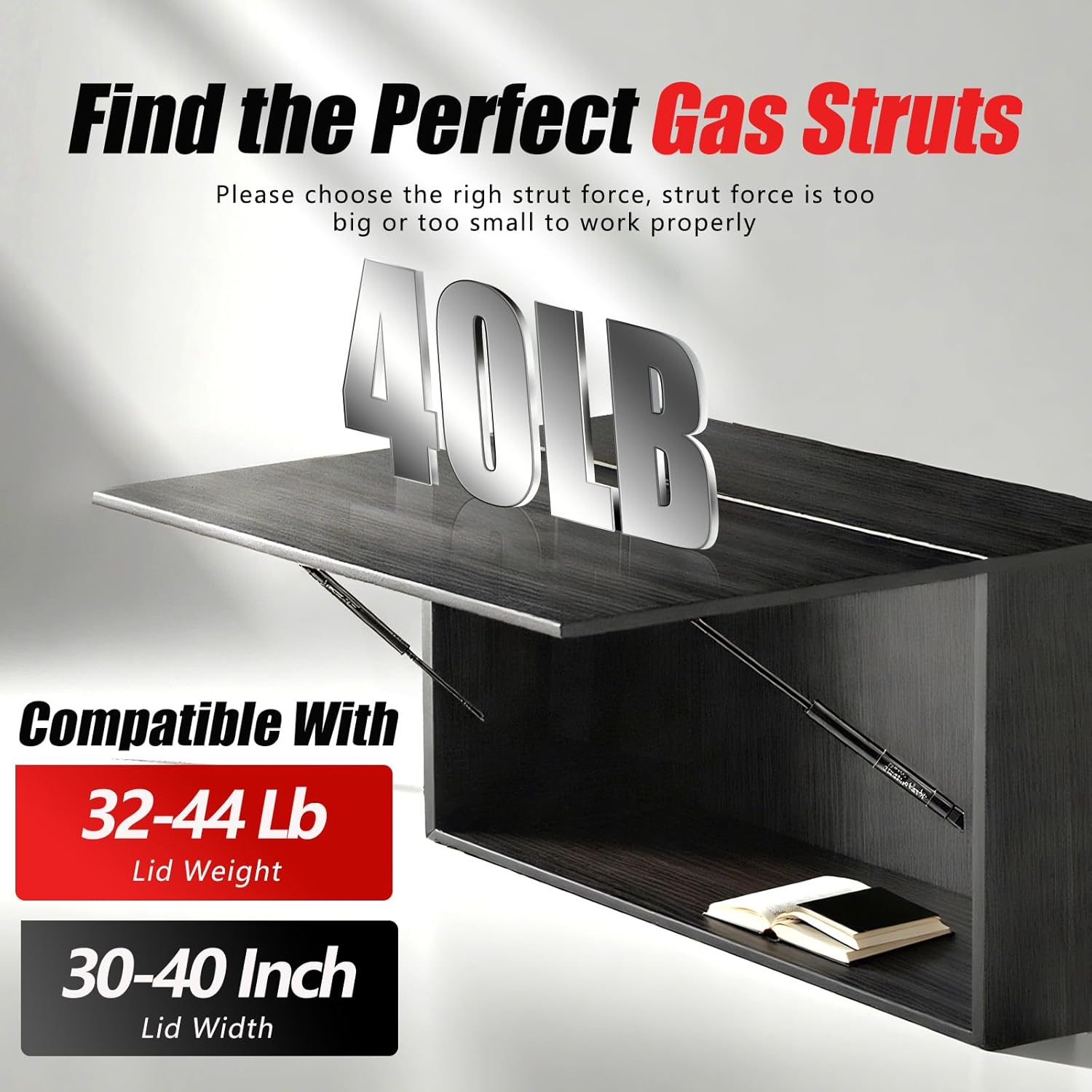 Vepagoo C16-08316 20 inch 40Lb Gas Struts Shock, Gas Spring Lift Support for RV Entry Door Motorhome Basement Door Tanning Bed Camper Shell Window Toolbox Cabinet Lid (Fit 32-44Lb Lid)