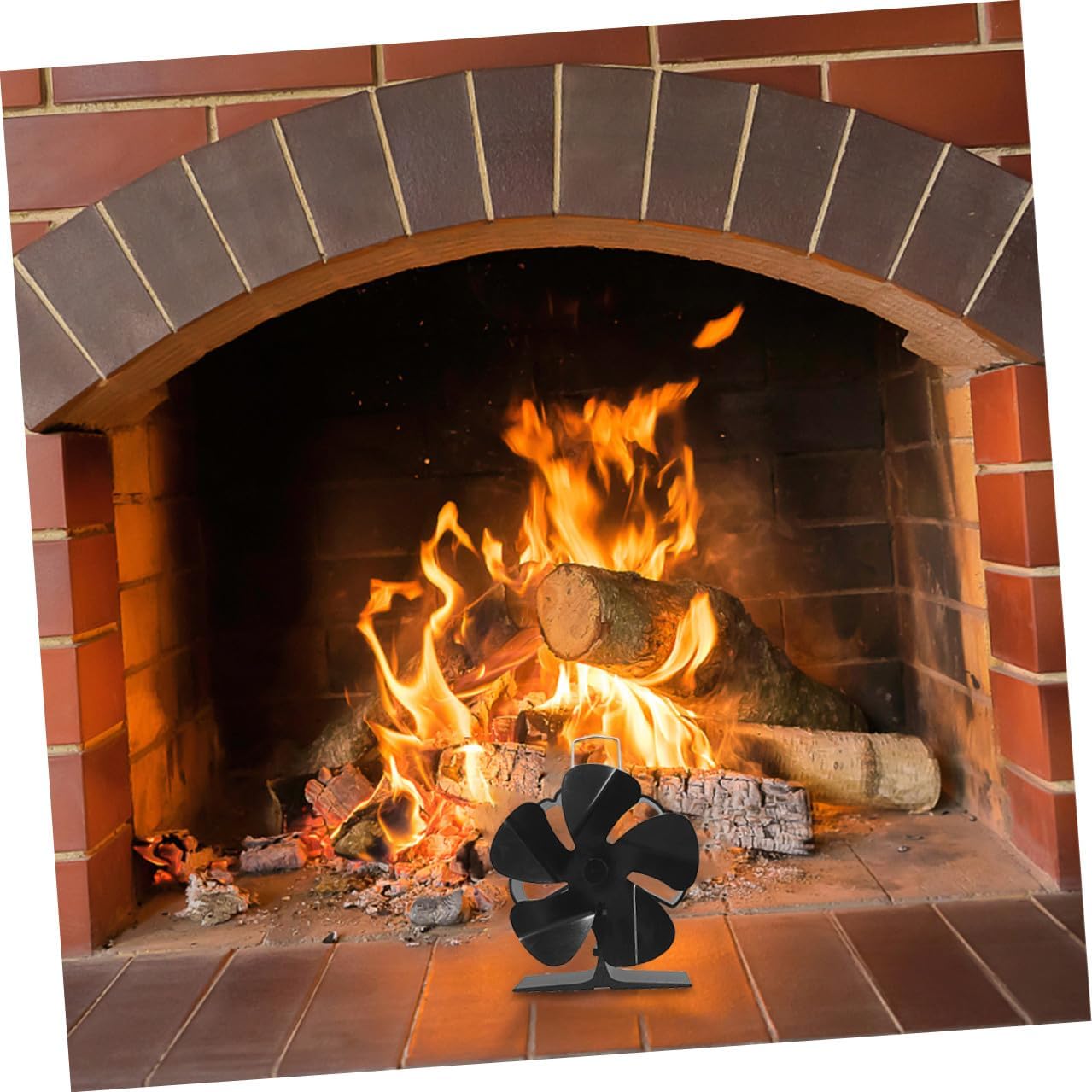 Mini 5-blade Heat Powered Stove Fan Silent Aluminum Fireplace Fan for Residential Wood-burning Stove Metal Warm Air for Efficient Heat Distribution