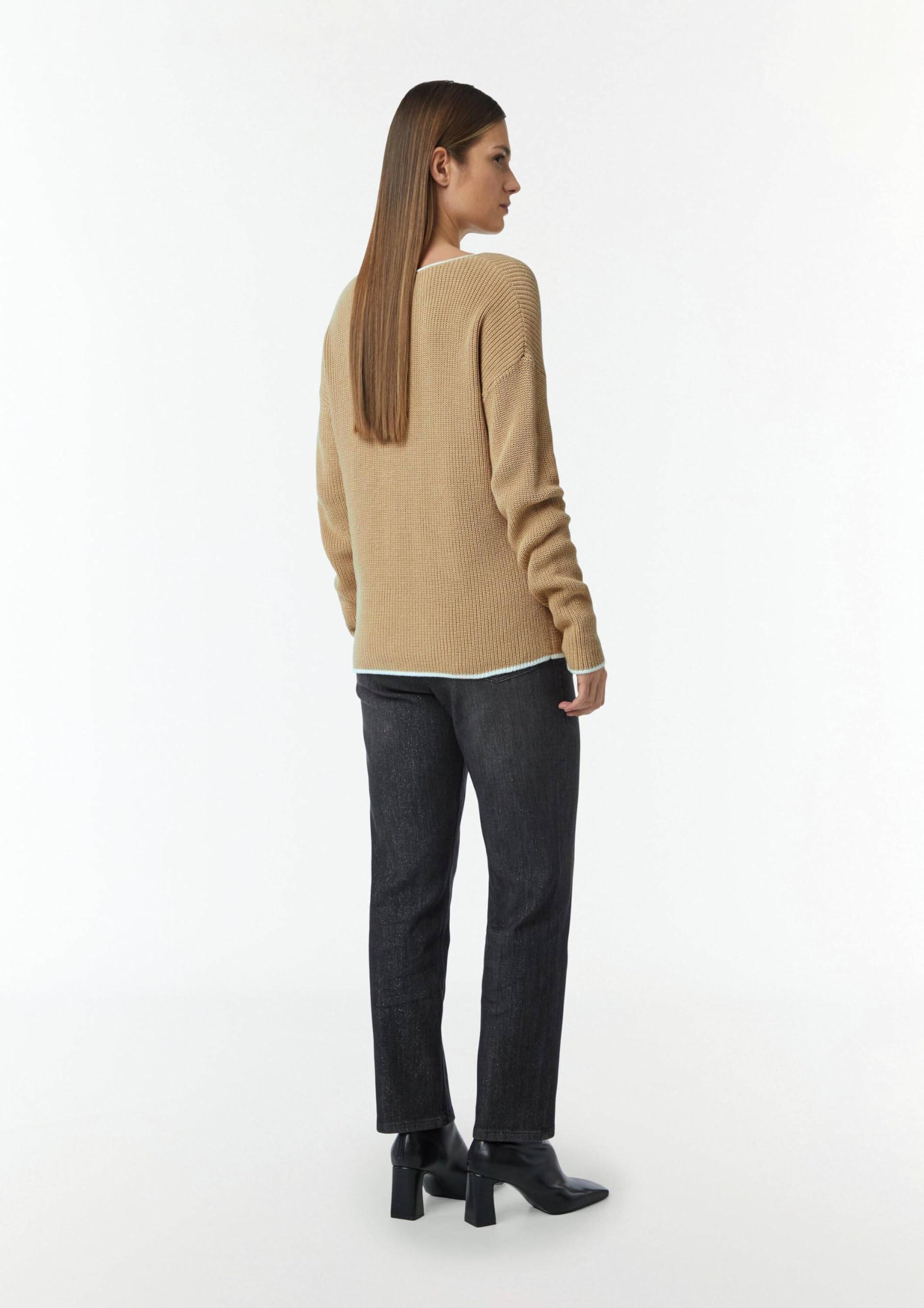 Comma Strickpullover aus Baumwolle mit überschnittenen Schultern