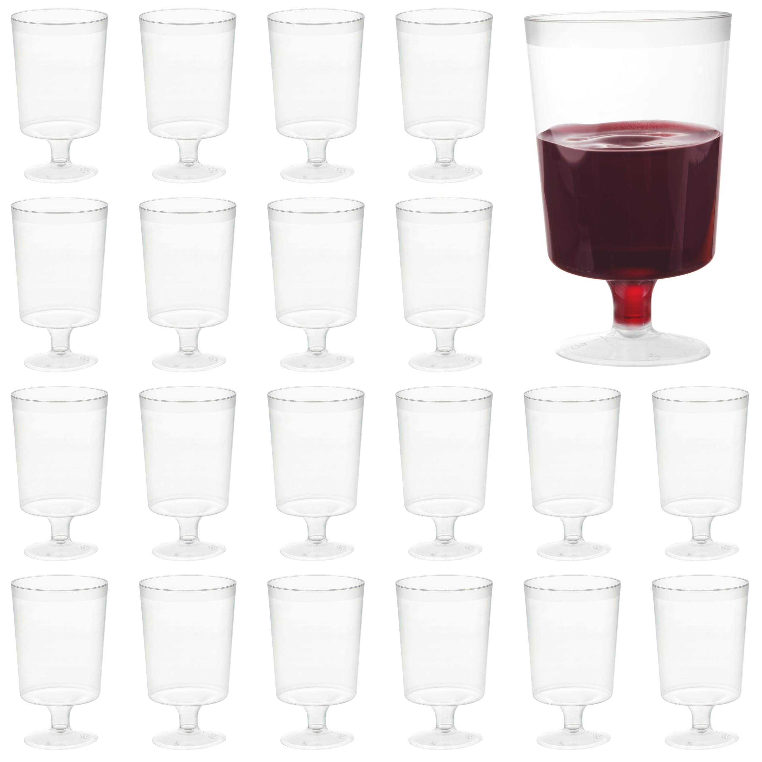 MATANA 200 Clear Hard Plastic Wine Glasses (160ml) - One Piece - Sturdy & Reusable Wine Cups for Cocktails, Dessert - Ideal for Birthdays, Weddings, Christmas, BBQ, Picnic, Parties