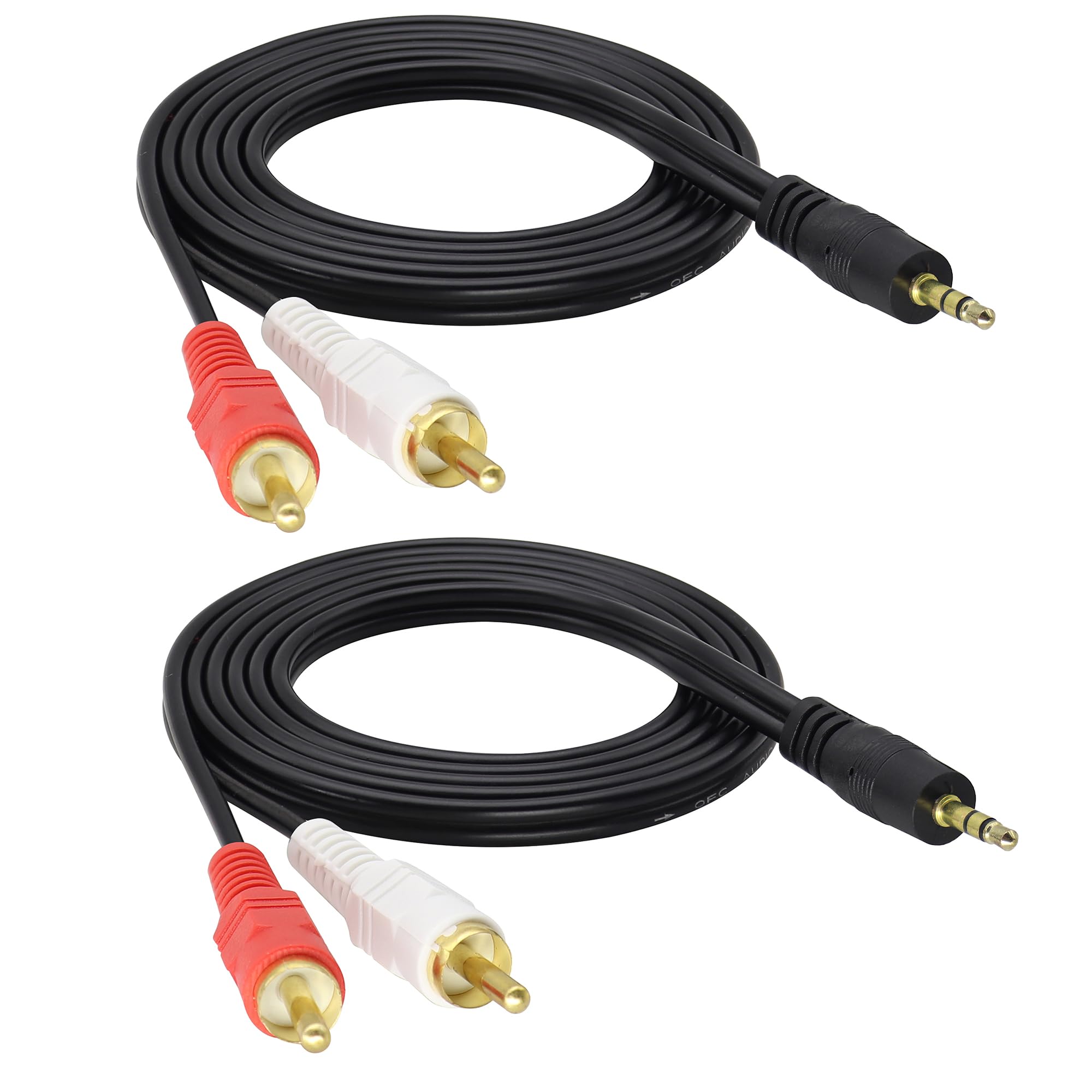 HCFeng 3 Pole 3.5 Jack to 2 RCA Audio Cable 3.5mm Male to 2 RCA Male Stereo Audio Y Cable Adapter Compatible for TV,Smartphones, DVD MP3, Tablets,