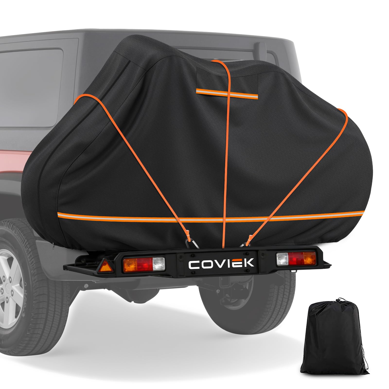 Fahrradabdeckung Heckträger für 2 Fahrräder, Schutzhülle mit Baumwollfutter inkl. 4 Lenkerschutz, Wasserdicht & Winddicht 420D Oxford Fahrradschutzhülle für Wohnmobil Caravan Transport