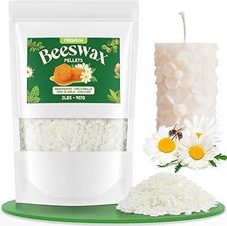 NORVENCE Beeswax Pellets 2LB/5LB/20LB, Pure & Natural White Beeswax for Candle Making, DIY Skin Care, Lip Balm, Soap, Lotion, Creams & Wood Polishing – 2LB