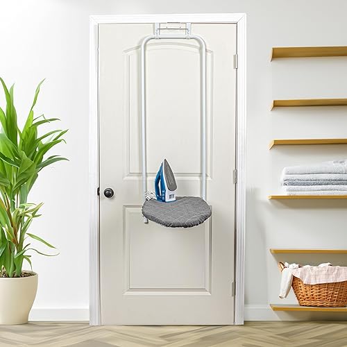 Miniatura 3 de Household Essentials Tabla de planchar sobre la puerta, perfecta para dormitorios o espacios pequeños, color blanco