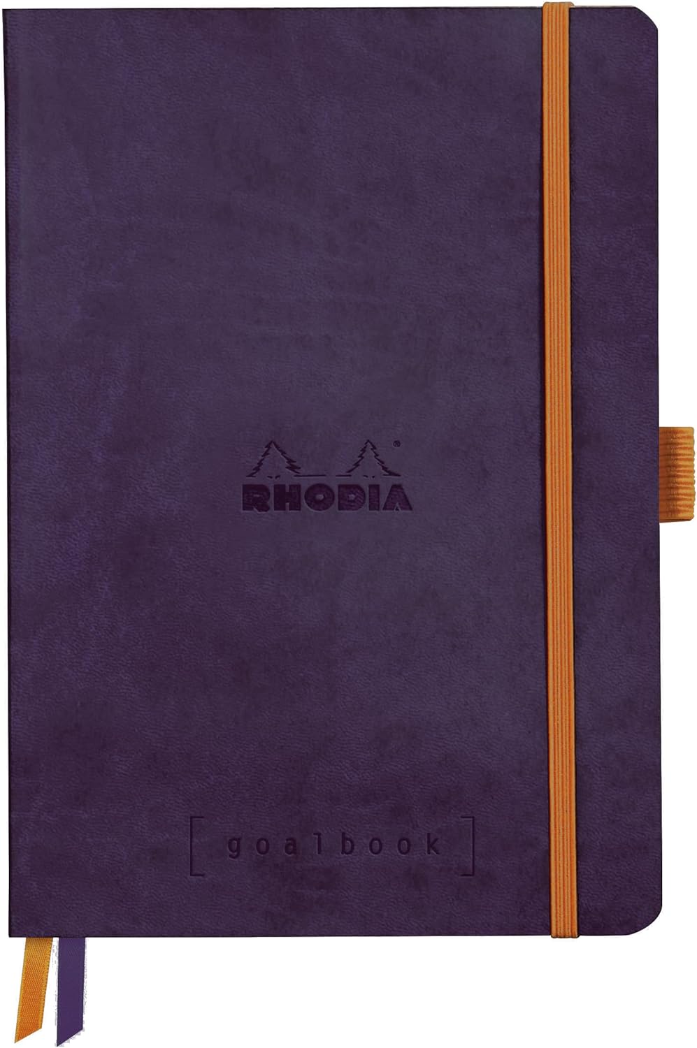 Rhodia Rhodiarama cf117825 A5 Notebook, Ruled Dots, 240 Pages, Pen Holder, Italian Synthetic Leather Cover, PEFC Certified, Aubergine Rhodiarama