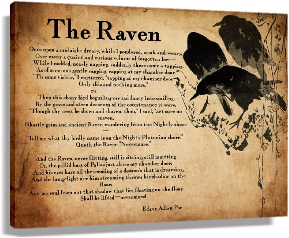 Amazon.com: The Raven Edgar Allan Quote Wall Art Vintage Poem Poster ...