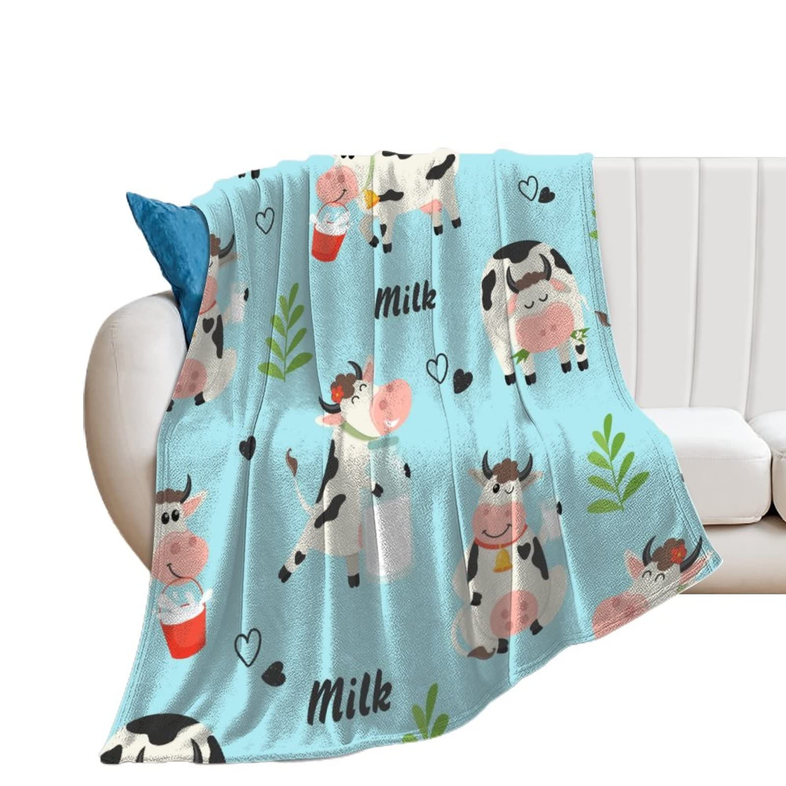 Plaid lit flanelle couverture polaire vache douce 130x150cm jeté de canapé
