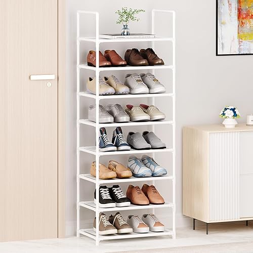 Miniatura 7 de Zapatero alto de 10 niveles para armario, entrada, estante de zapatos ajustable, resistente y duradero, organizador de zapatos estrecho