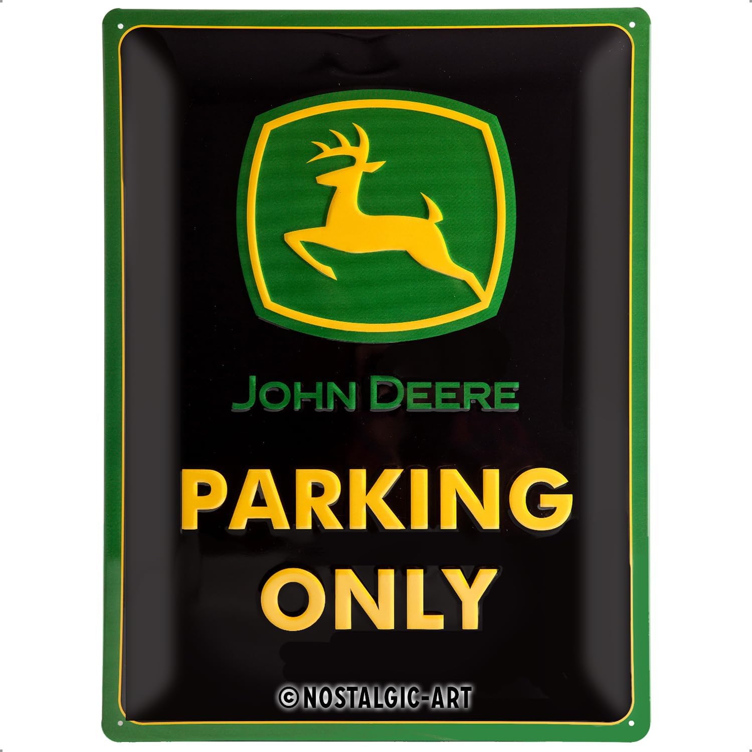 Nostalgic-Art Retro Tin Sign – John Deere Parking Only – Gift idea for tractor fans, Metal Plaque, Vintage design for wall decoration, 30 x 40 cm