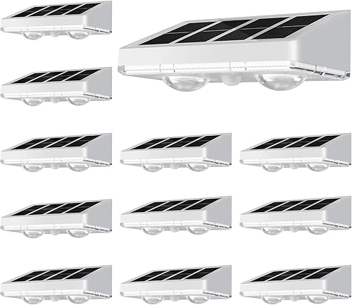 Miniatura 13 de NIORSUN - Luces solares para valla, paquete de 12 luces para terraza, color blanco cálido, bombilla impermeable para exteriores LED IP65, lámpara de
