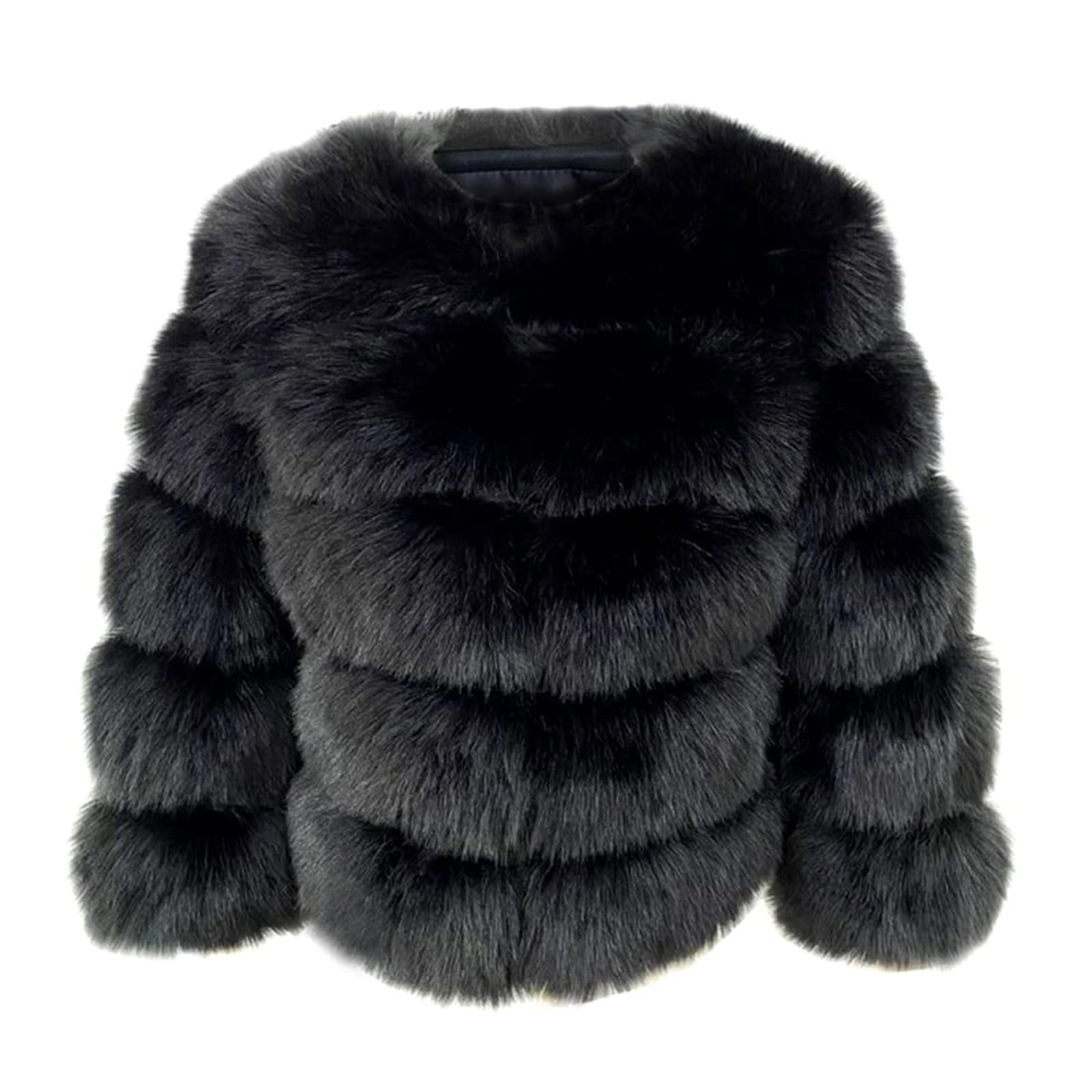 Manteau en Fausse Fourrure pour Femme Pardessus Court en Fourrure Artificielle Solide Épais Chaud Parka Veste