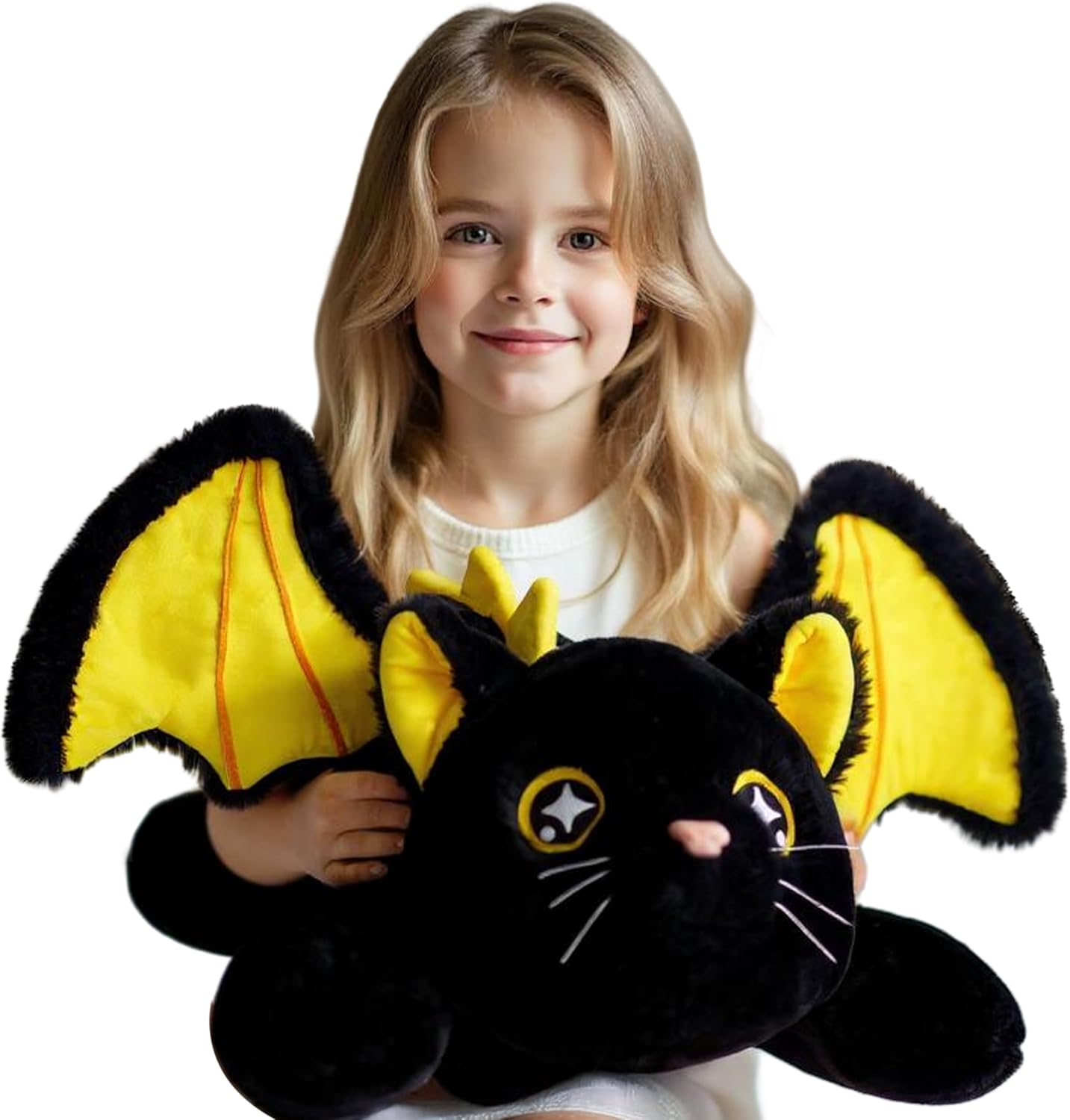 Big Black Cat Stuffed Animal Halloween Plush Toy with Dragon Wings, 25" Large Soft Cuddly Gift for Kids,Boys,Girls,Teens,Adults on Christmas or Valentine's Day