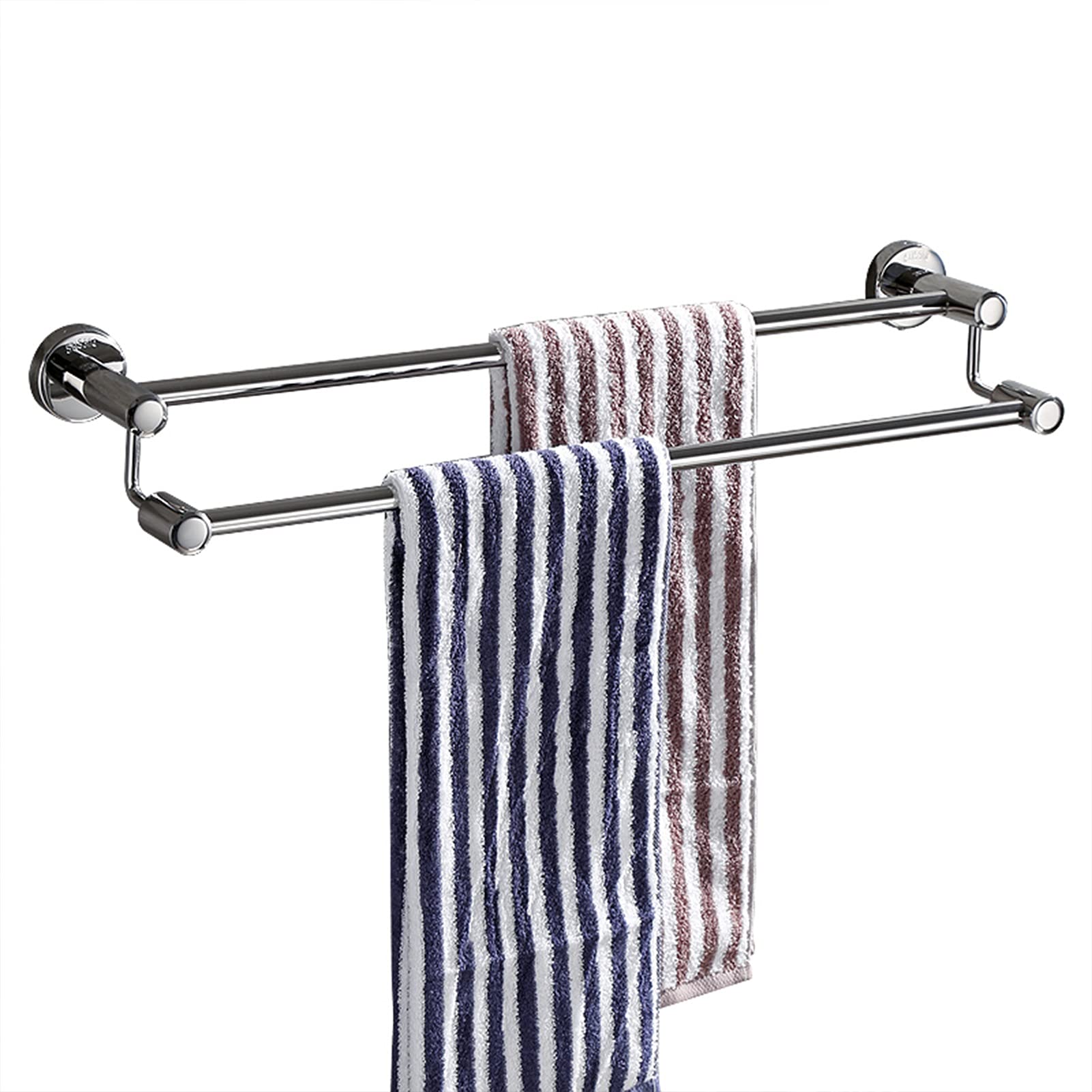LMYSXAOZ SUS 304 Stainless Stee Double Towel Bar Rail, 40cm-120cm, Wall Mounted Round Rack for Bathroom or Kitchen, Polished Silver Finish (Size : 100cm)