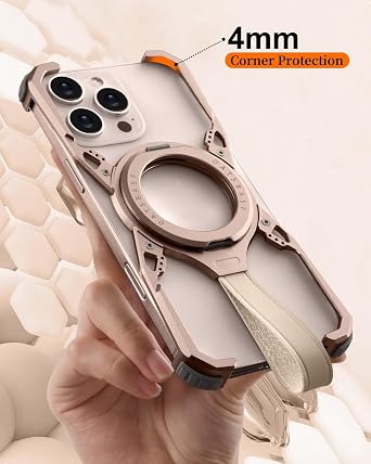 OATSBASF for iPhone 16 Pro Max 6.9 Case, Ultra-Thin Shockproof Bumper Protection, Adjustable Dual Ring Kickstand & Anti-Slip Grip, Desert Titanium