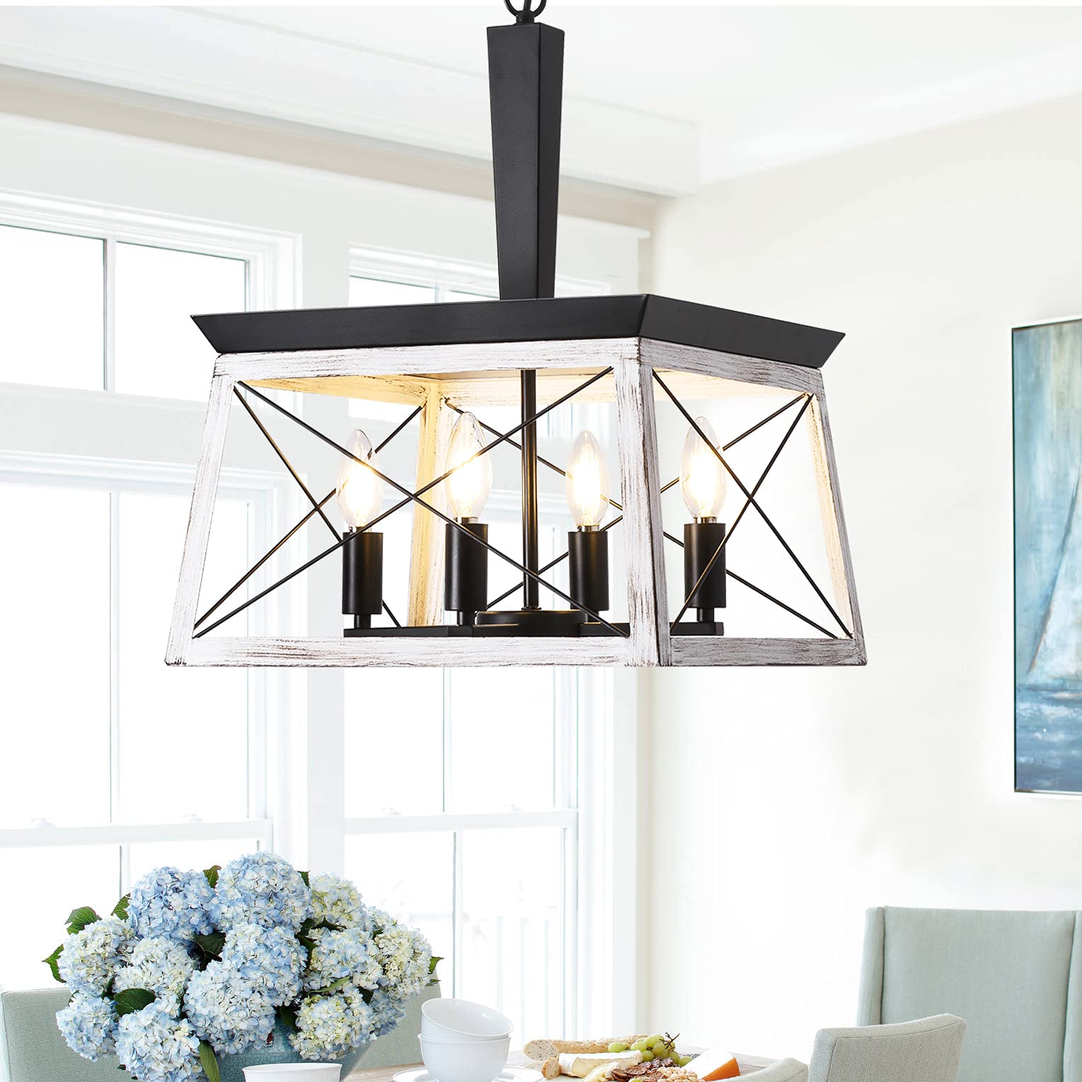 Buy Farmhouse Entryway Chandelier, Briarwood 4Light Pendant Hanging