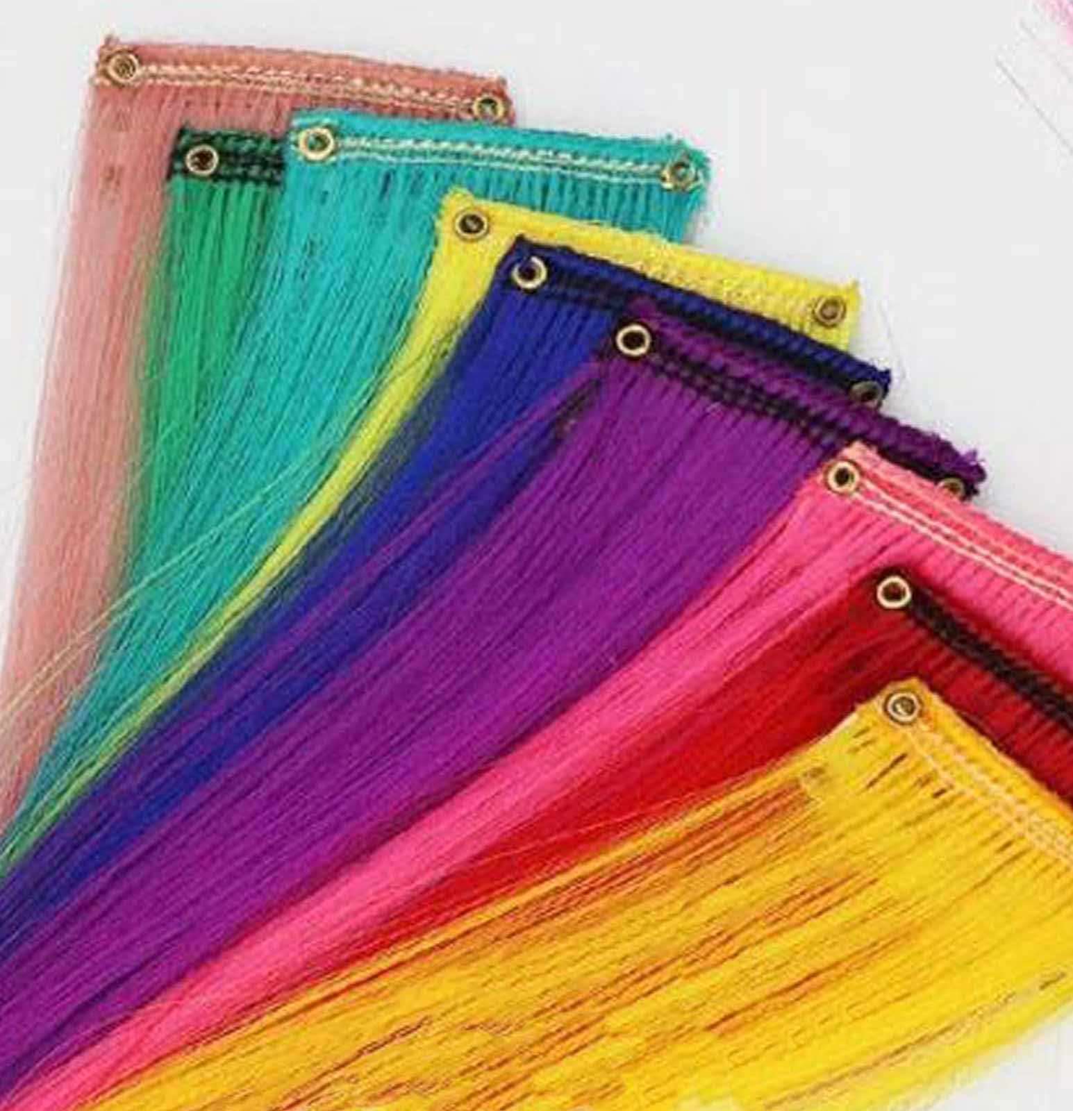 Rainbow Hair Extensions Colored Hair Extensions Clip In/On For Girls Hair Accessories Wig Pieces For women 9PCS - Image 2