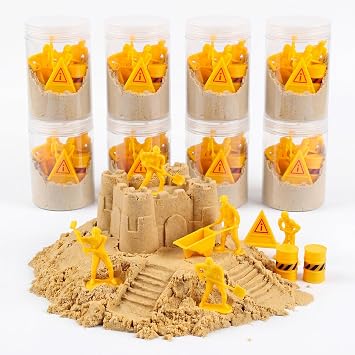 8 Sets/ 80 Pcs Construction Party Favors, Sensory Sand Kits