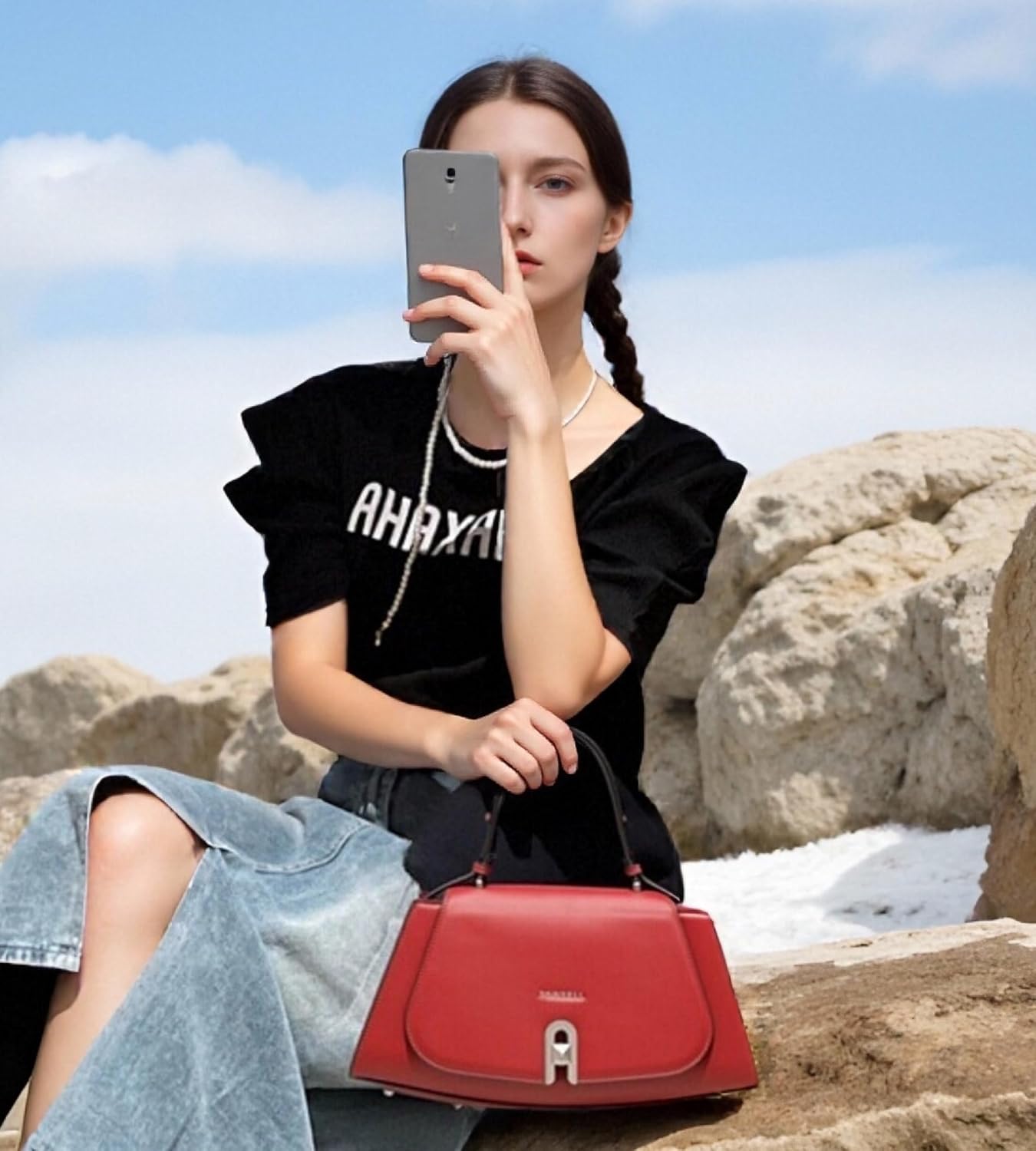myfriday Women's Crossbody Bag Vegan Leather Trapezoid Handbag Purse, Fashion Shoulder Bag for Daily Use